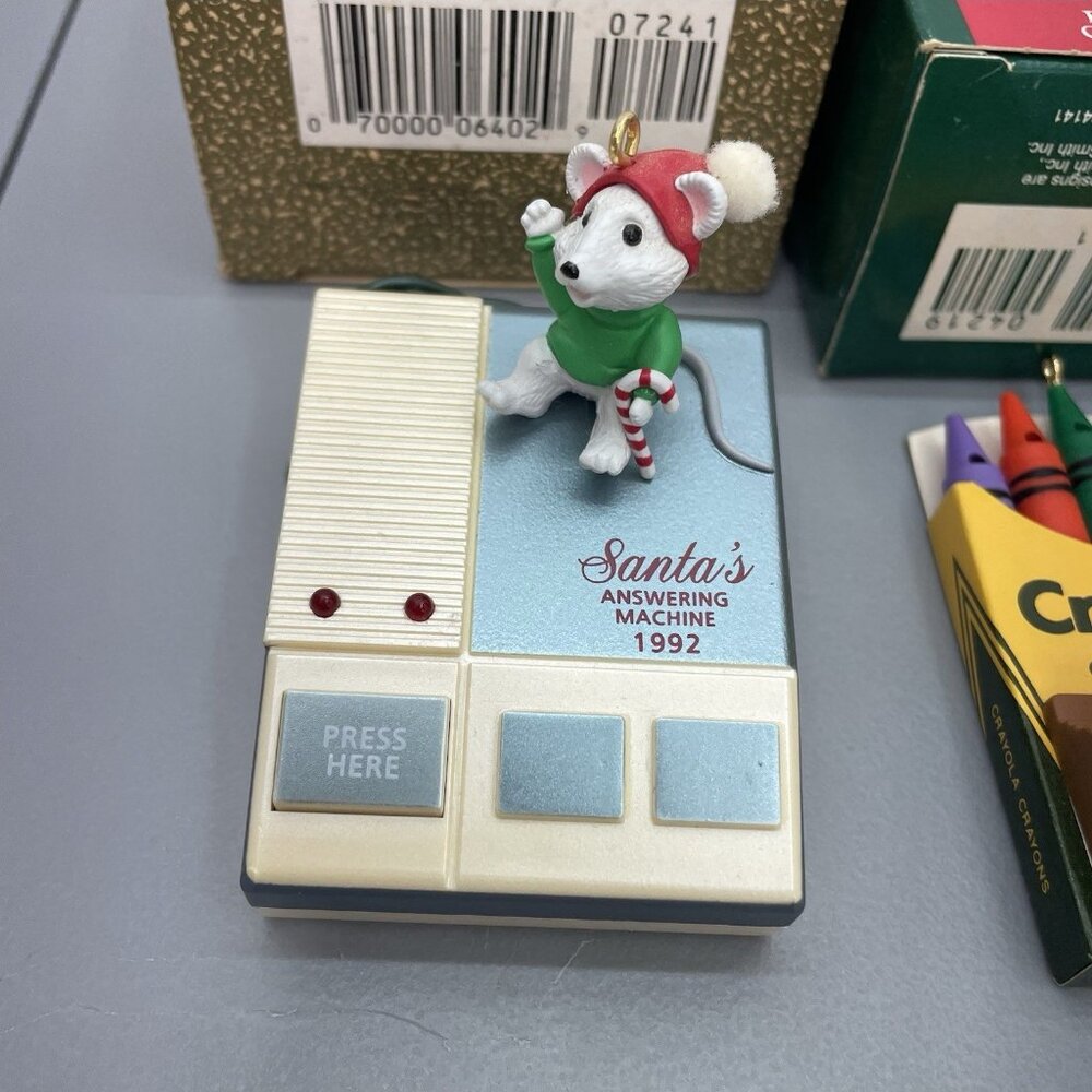 4 Vintage Hallmark Keepsake Christmas Tree Ornaments Lot Beaver‎ Crayola Mouse - Picture 2 of 13